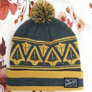 Benny Gold SF Ikat Pom Pom Grey & Yellow Beanie
